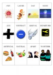 English Worksheet: Memory Game Opposites 3