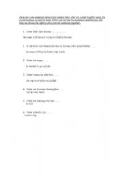 English worksheet: conjunctions to join sentences 