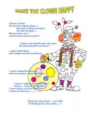 English worksheet: MAKE THE CLOWN HAPPY