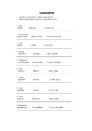 English worksheet: test of the comparative