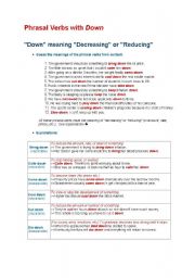 English Worksheet: phrasal verbs with down