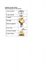 English worksheet: Breakfast with Eric & Ernie: Matching Activity