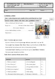 English Worksheet: A test for 7th form Tunisian pupils