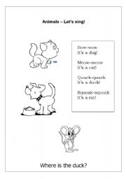 English worksheet: Animal song