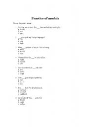 English Worksheet: Modal Verbs Practice
