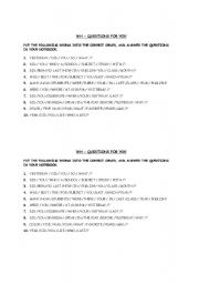 English worksheet: past simple  wh questions