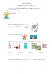 English Worksheet: BOB SPONGE CARTOON