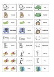 English Worksheet: things and furniture- domino