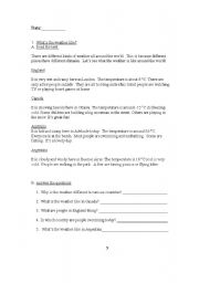 English worksheet: About the weather