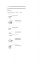 English Worksheet: nouns