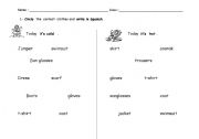 English worksheet: Differenciate cold and hot clothes