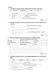 English worksheet: present simple and continuous and adverbs of frequency