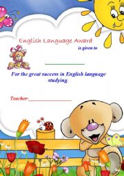 English Worksheet: English Language Award