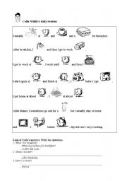 English Worksheet: Colin Williss daily routine