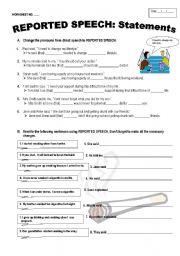 English Worksheet: Reported Speech Part 1 : Statements 