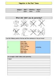 English worksheet: Negation in the Past Tense