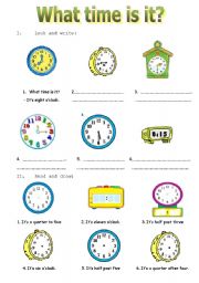 English Worksheet: What time is it?