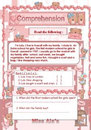 English Worksheet: Reading comprehension