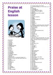 English Worksheet: Praise at English lesson