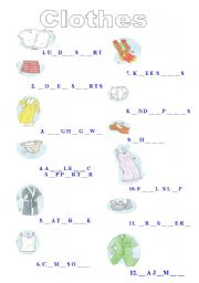 complete the clothes vocab ( +KEY)  review vocab about clothes