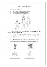 English worksheet: Clothes and body parts