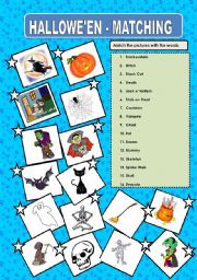 English Worksheet: HALLOWEEN  - MATCHING