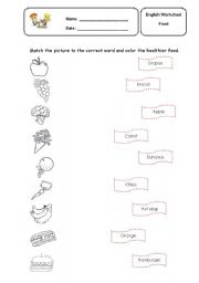 English Worksheet: Food 