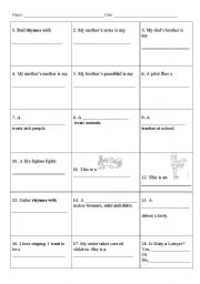 English Worksheet: Quizz about family relationships and jobs