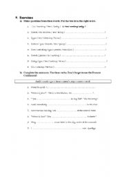 English worksheet: The present continuous (exercises)