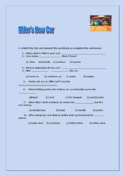 English Worksheet: Mikes New Car