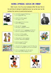 English Worksheet: SPEAKING. VERB OR NOUN? HOMONYMS