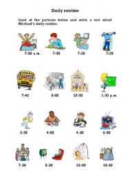 English Worksheet: daily routine