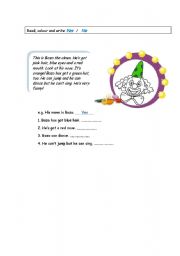 English worksheet: Bozo, the clown