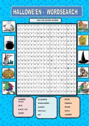 English Worksheet: HALLOWEEN  - WORDSEARCH