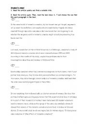 English Worksheet: reading about film type