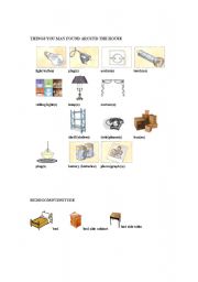 English worksheet: Rooms and furniture items