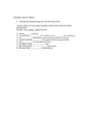 English Worksheet: Present simple tense