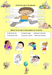 English Worksheet: Body Parts and Health Problems