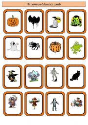 English Worksheet: Memory cards-Halloween