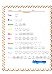 English Worksheet: numbers and colors