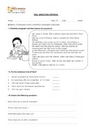 English Worksheet: daily activities