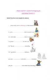 English Worksheet: present continuous