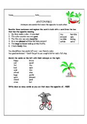 English Worksheet: Antonyms