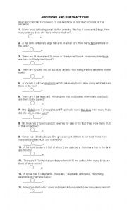 English worksheet: Additions