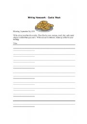 English worksheet: Writing Prompts about Cookies