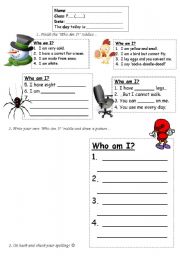 English Worksheet: Who Am I?