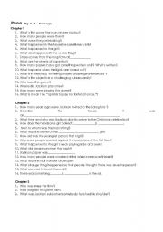 English Worksheet: Smee comprehention questions chapter 1 and 2