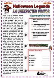 English Worksheet: an unexpected visitor readingg!!