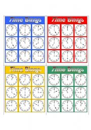 English Worksheet: Simple Bingo (3x3) - Time