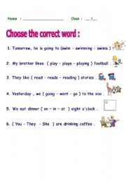 English Worksheet: grammar choices